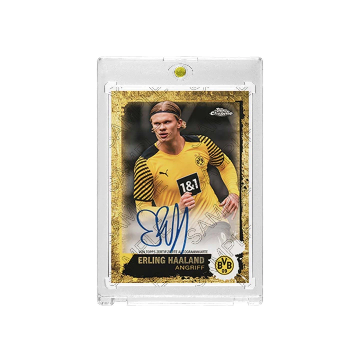 Erling Haaland Borussia Dortmund 02/20 Printed‑Signature Collectible Card, Topps Chrome Bundesliga Inspired Fan‑Made Card with Magnetic One‑Touch Holder